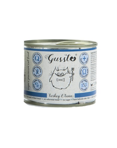 GUSSTO Cat Fresh Turkey & Tuna CARNE PROASPĂTĂ DE CURCAN CU TON 200 g