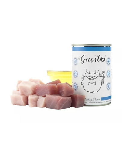 GUSSTO Cat Fresh Turkey&Tuna  CARNE PROASPĂTĂ DE CURCAN CU TON 400 g
