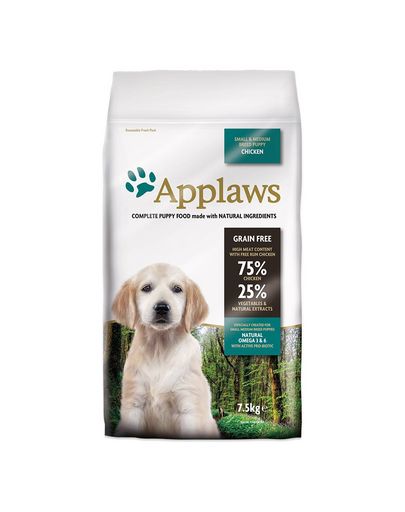 APPLAWS Dog Puppy Small&Medium hrana uscata pentru juniori, cu pui 7,5 kg