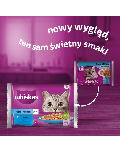 WHISKAS Adult plic hrana cu ton si somon in aspic 52x85g Fish Delicacies hrana umeda pisici adulte