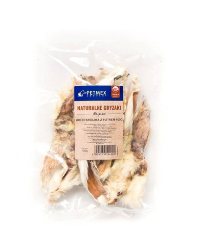 PETMEX Recompensa dentara caini urechi iepure cu blana 100 g