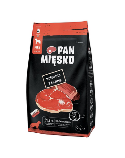 PAN MIĘSKO hrana pentru caini M 9 kg cu vita si capra