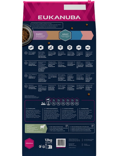 EUKANUBA Grain Free S/M Adult 12 kg Hrana caini talie mica si medie, cu miel
