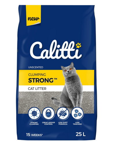 CALITTI Strong Unscented Așternut din bentonită inodor, pentru pisici 25 L