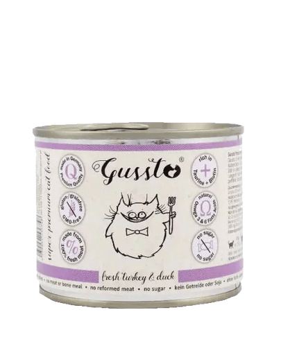 GUSSTO Cat Fresh Turkey & Duck CARNE PROASPĂTĂ DE CURCAN CU RAŢĂ 200 g