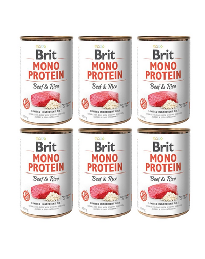 BRIT Mono Protein Beef & Rice 6x400 g vita si orez, hrana caini monoproteina