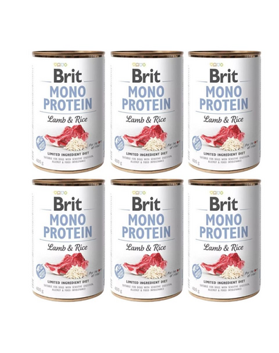 BRIT Mono Protein Lamb & Rice 6x400 g miel si orez, hrana monoproteina caini