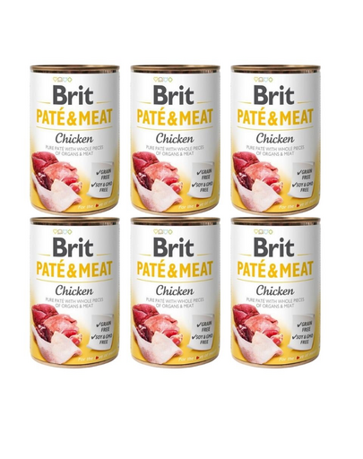 BRIT Pate&Meat chicken 6x400 g pate cu pui, hrana caine