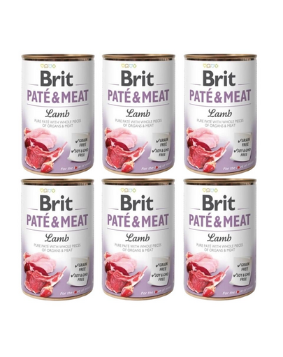 BRIT Pate&Meat lamb 6x400 g pate cu miel pentru caini