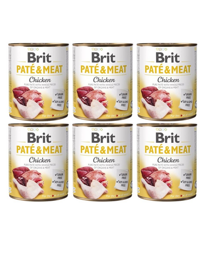 BRIT Pate&Meat chicken 6 x 800 g Hrana pentru caini adulti, pateu cu pui