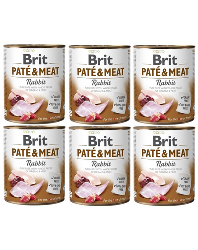 BRIT Pate&Meat rabbit 6 x 800 g Conserva pentru caine, cu iepure
