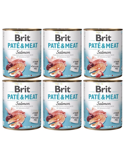 BRIT Pate&Meat salmon 6 x 800 g Hrana umeda caine adult, cu somon