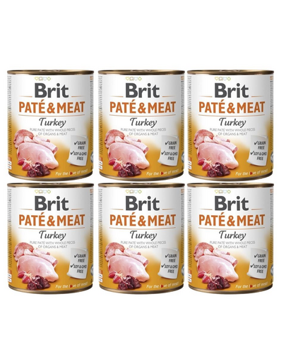BRIT Pate&Meat turkey 6 x 800 g Conserva pateu pentru caini, cu curcan