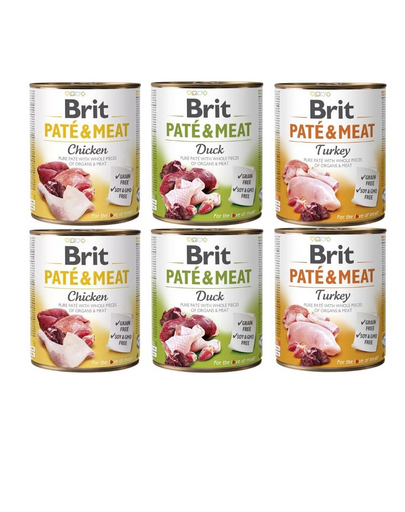 BRIT Pate&Meat Mix arome de pasare 6x800 g pate caini