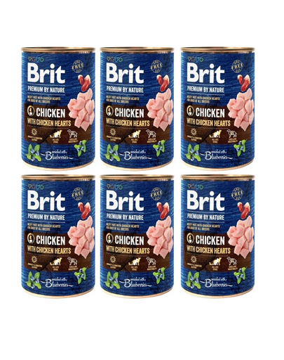 BRIT Premium by Nature Chicken and hearts 6x400 g pui si inimi, hrana naturala caini