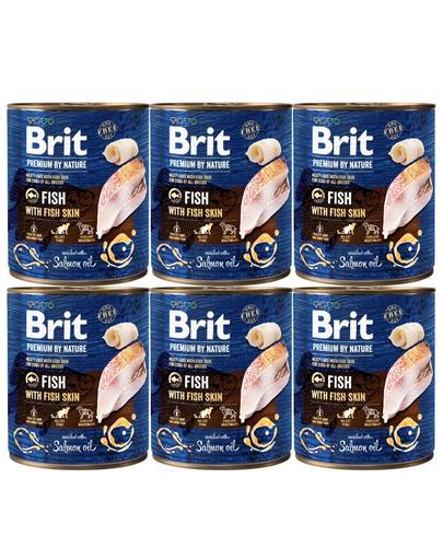 BRIT Premium by Nature Fish&Fish Skin 6x800 g alimente umede caini, peste si piele de peste