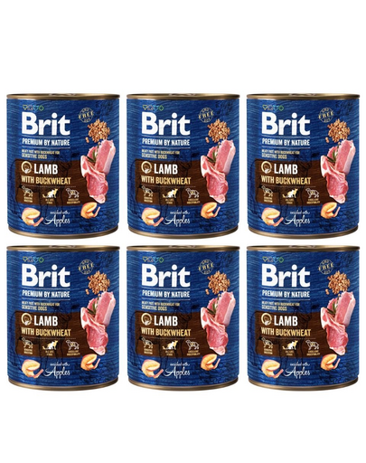 BRIT Premium by Nature Lamb and Buckwheat 6x800 g mancare umeda caine, miel si hrisca