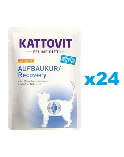 KATTOVIT Feline Diet Recovery Chicken hrana umeda dietetica pentru pisici in convalescenta, cu pui 24 x 85 g