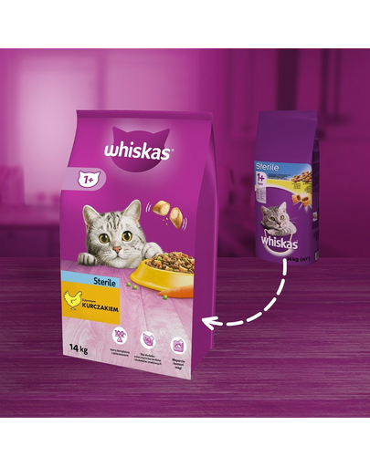 WHISKAS Sterile Adult hrana uscata pentru pisici sterilizate, cu pui 14 kg