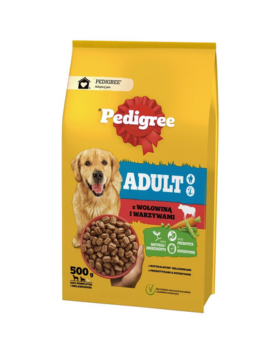 PEDIGREE Adult 500 g hrana cu vita si legume pentru caini de talie mare si medie