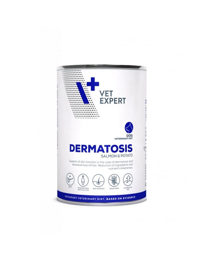 VET EXPERT Veterinary Diet Dog Dermatosis Salmon&Potato 400 g hrana umeda veterinara pentru caini