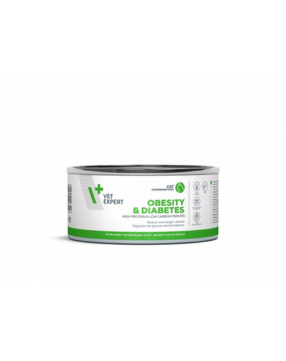VET EXPERT Veterinary Diet Cat Obesity&Diabetes 100 g dieta veterinara pisici, reducere greutate corporala si reglare aport glucoza