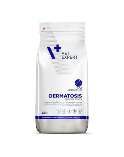 VET EXPERT Veterinary Diet Dog Dermatosis Salmon&Potato 12 kg hrana veterinara uscata pentru caini