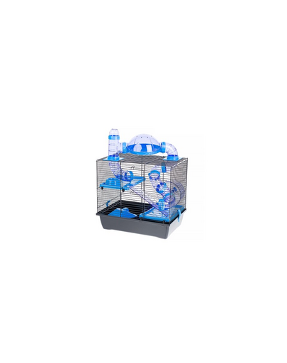 INTERZOO Rocky + Taras cușcă hamsteri cu accesorii, 42x29x55 cm, albastră