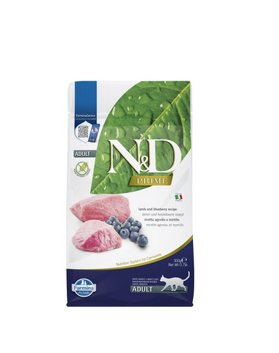 FARMINA N&D Prime Lamb & Blueberry Adult cat 300 g hrana uscata pisici adulte, miel si afine