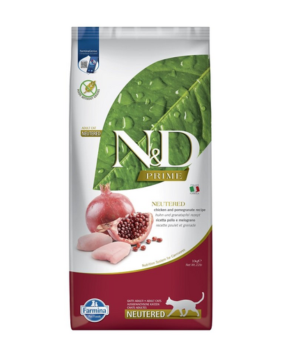 FARMINA N&D Prime Chicken & Pomegranate Cat Nautered Hrana uscata pisici sterilizate, cu pui si rodie 10 kg