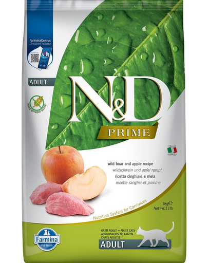FARMINA N&D Boar & Apple Adult Cat Hrana uscata pentru pisci adulte, cu mar si mistret 5 kg