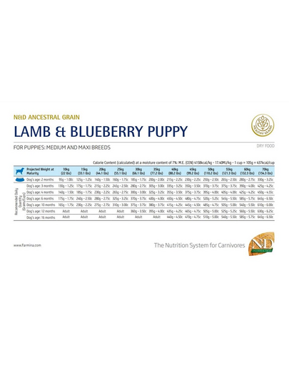 N&D Low Grain Dog Lamb & Blueberry Puppy Medium & Maxi Sac hrana catei talie medie si mare, cu miel si afine 12 kg