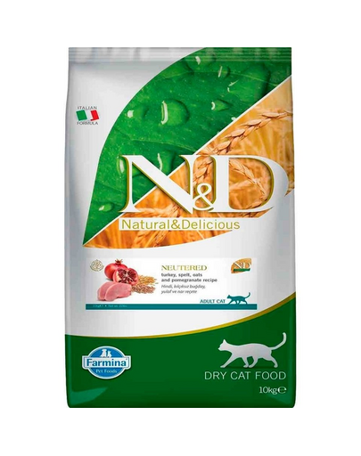 FARMINA N&D Ancestral Adult Cat Neutered 10 kg Hrana pisici sterilizate, curcan, spelta, ovaz si rodie
