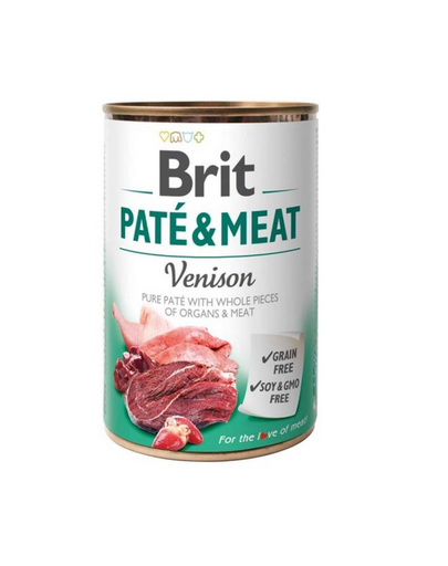 BRIT Pate&Meat venison 400 g Hrana umeda caini adulti, cu vanat