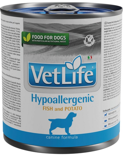 FARMINA VetLife Canine Hypoallergenic Fish & Potato Hrana umeda pentru caini, cu peste si cartofi 300 g
