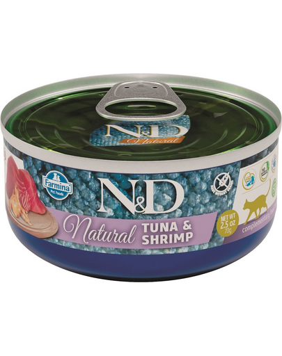 FARMINA N&D Hrană umedă pentru pisici -ton și creveți - 80g
