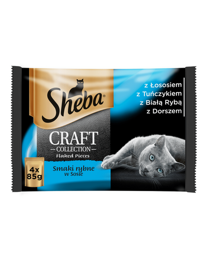 SHEBA Craft Collection 52 x 85 g cu somon, cu ton, cu pește alb, cu cod