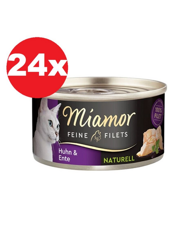 MIAMOR Feine Filets Naturell Chicken&Duck 24x80g pui si rata in sos propriu