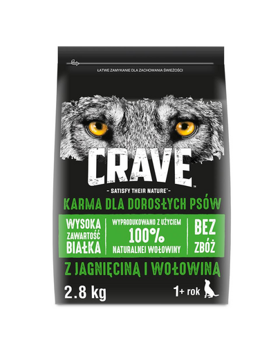 CRAVE Hrana uscata fara cereale cu miel si carne de vita pentru cainii adulti 3 x 2,8 kg