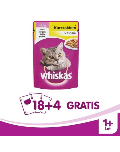 WHISKAS Mini cu pui 50 g x 18 + 4