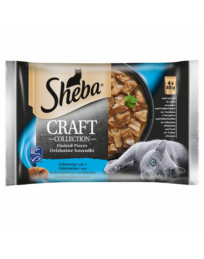 SHEBA Craft Collection 52 x 85 g cu somon, cu ton, cu pește alb, cu cod