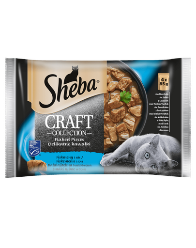 SHEBA Craft Collection 52 x 85 g cu somon, cu ton, cu pește alb, cu cod