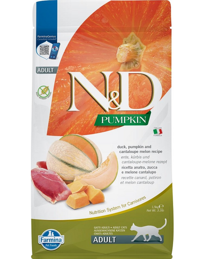 FARMINA N&D Pumpkin Hrana uscata pentru pisici adulte, cu rata si pepene galben, 1.5 kg