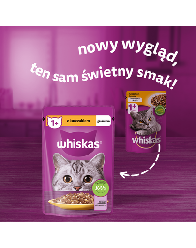 WHISKAS Adult pui in aspic pentru pisici adulte 28x85g hrana umeda