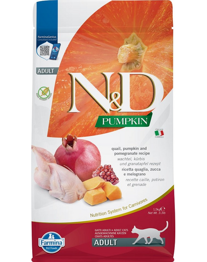 FARMINA N&D Adult Cat Hrana uscata fara cereale pentru pisici adulte, cu prepelita si rodie 1.5 kg