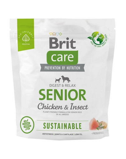 BRIT CARE Sustainable Senior Chicken & Insect hrana caini seniori 1 kg cu pui si insecte