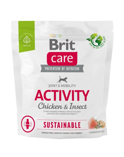 BRIT Care Dog Sustainable Activity Chicken & Insect hrana caini adulti activi 1 kg pui si insecte