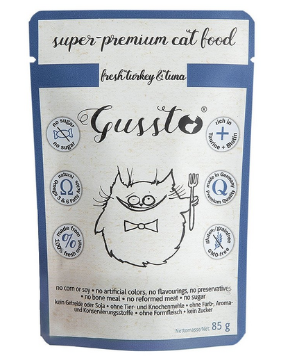 GUSSTO Cat Fresh Turkey&Tuna CARNE PROASPĂTĂ DE CURCAN CU TON 85 g