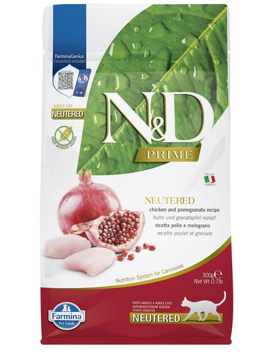 FARMINA N&D Prime Adult Cat Neutered Chicken&Pomegranate 300g Hrana pisici sterilizate, cu pui si rodie