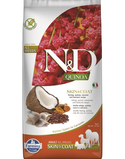 FARMINA N&D Hrana uscata pentru caini, cu quinoa si hering, 7 kg